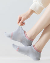 3-Pack Women No Show Socks Cotton Thin Breathable Double Deck Cuff Socks